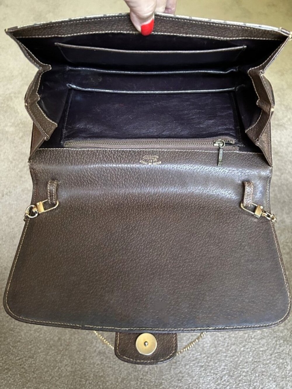 GUCCI GG Horsebit Clutch Shoulder Bag, Brown - Picture 9 of 13
